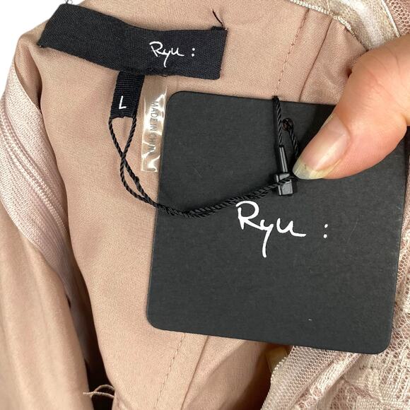 Ryu NWT Champagne Lace Tulle Strapless Corset Dress SZ L - Picture 8 of 9